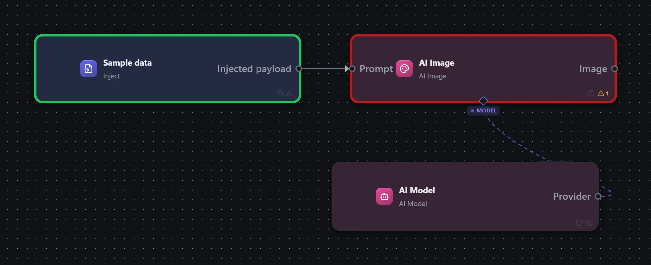 AI Image wired into a runnable workflow in the Studio builder