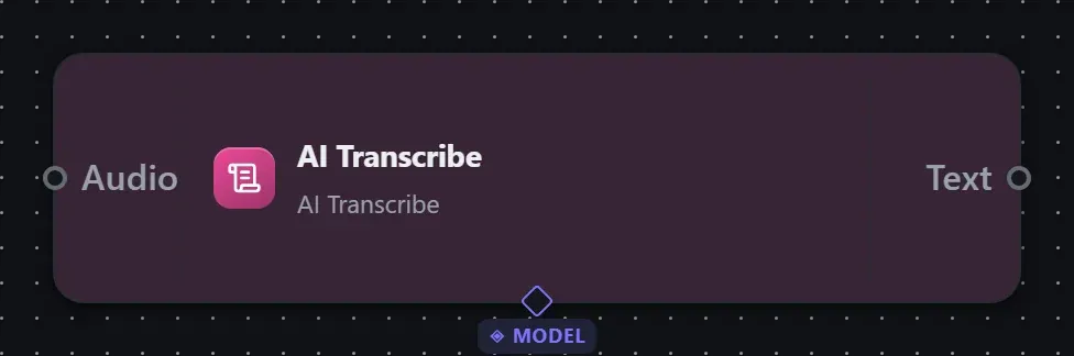 The AI Transcribe step on the Studio canvas