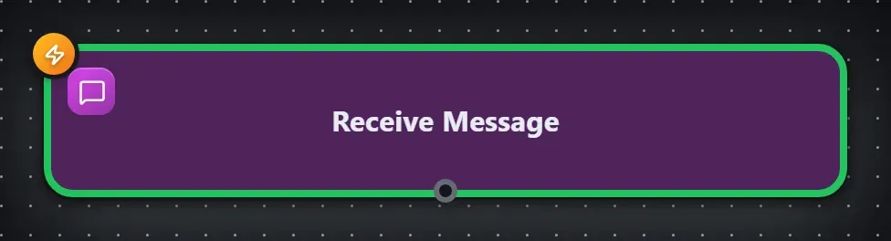 The Receive Message step on the Studio canvas