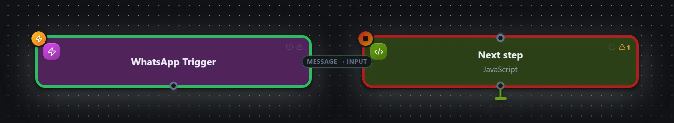 WhatsApp Trigger wired into a runnable workflow in the Studio builder