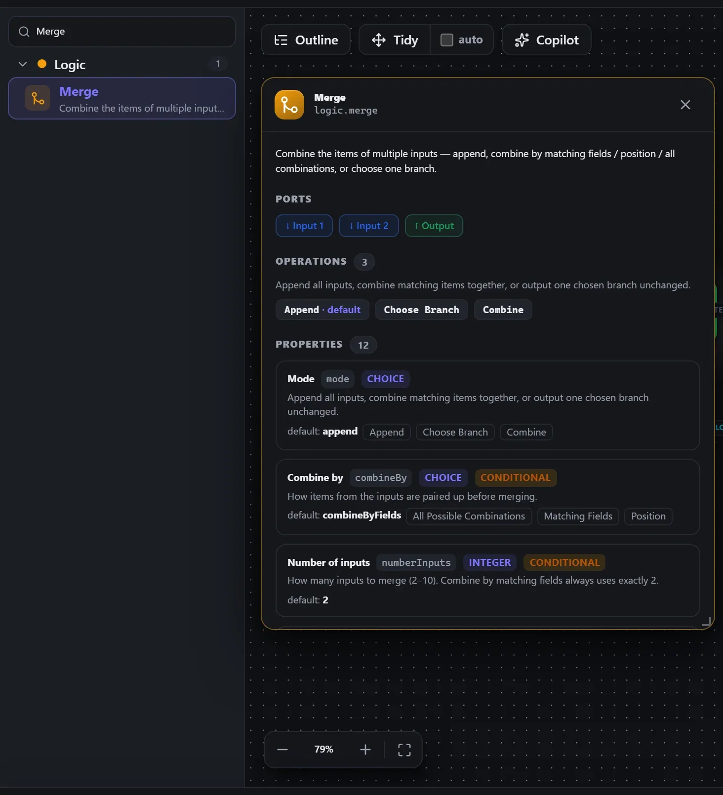 Merge in the node library, with the in-editor docs panel open