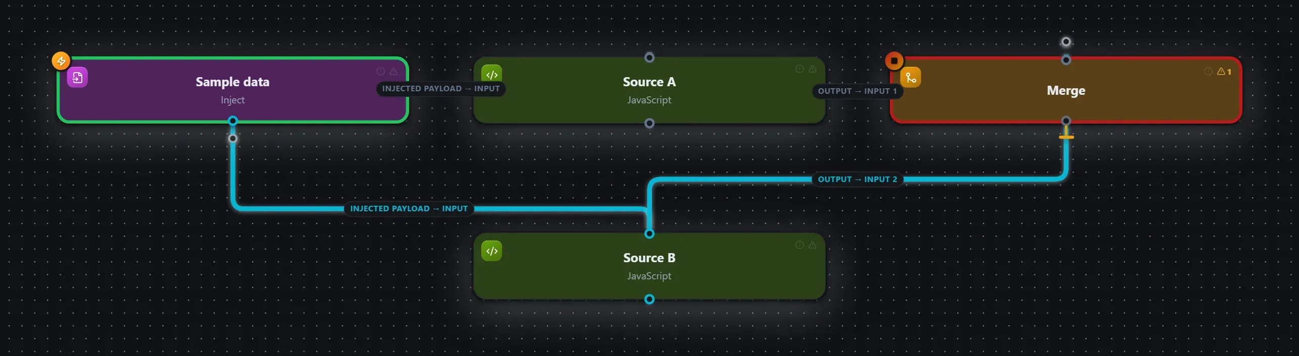 Merge wired into a runnable workflow in the Studio builder