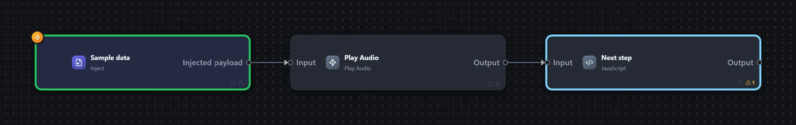 Play Audio wired into a runnable workflow in the Studio builder