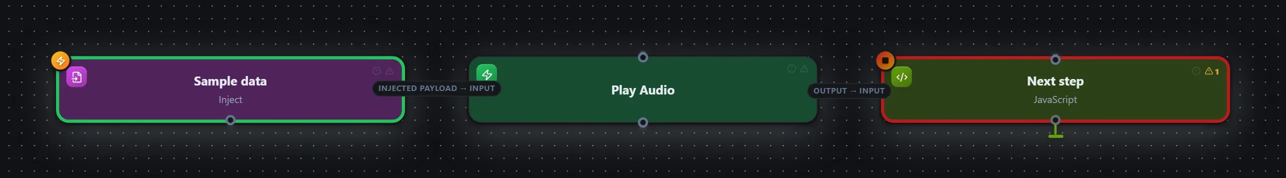 Play Audio wired into a runnable workflow in the Studio builder