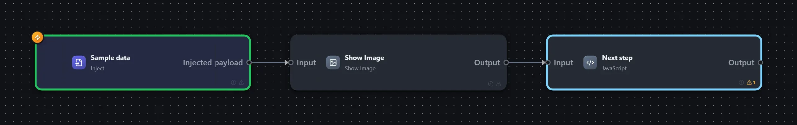 Show Image wired into a runnable workflow in the Studio builder