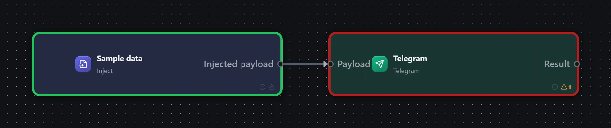 Telegram wired into a runnable workflow in the Studio builder