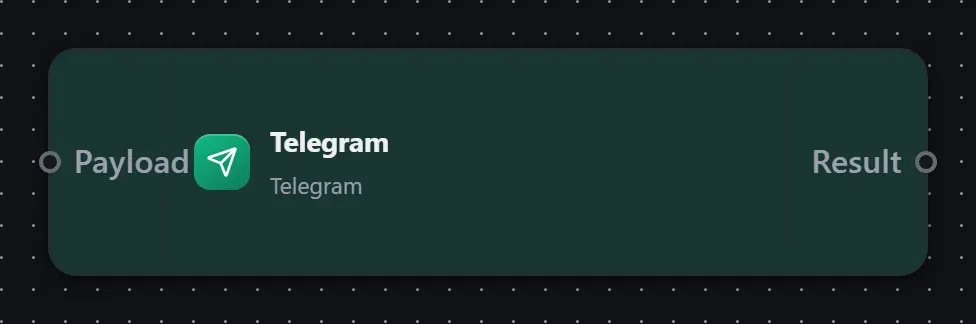 The Telegram step on the Studio canvas