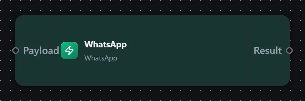 The WhatsApp step on the Studio canvas