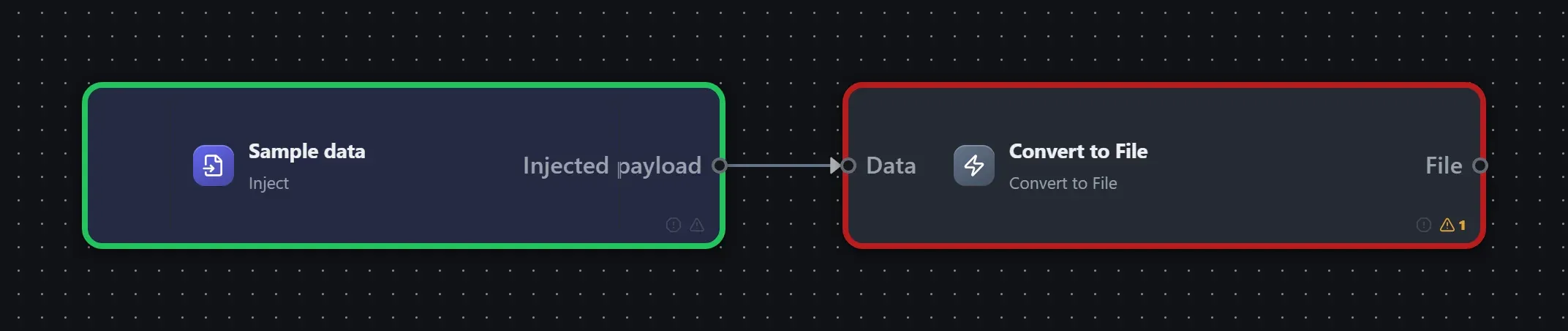 Convert to File wired into a runnable workflow in the Studio builder