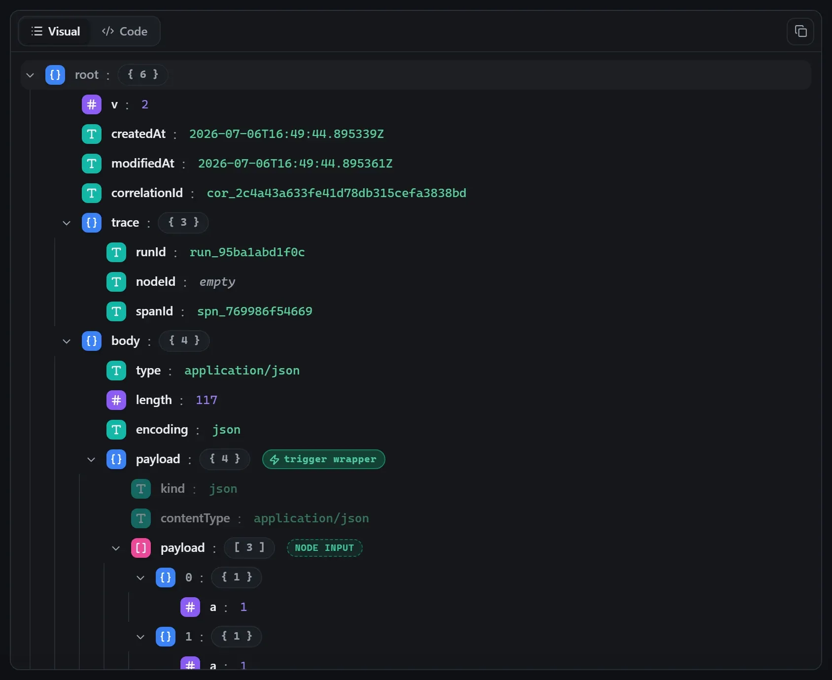 The Remove Duplicates node's input envelope in the run data viewer