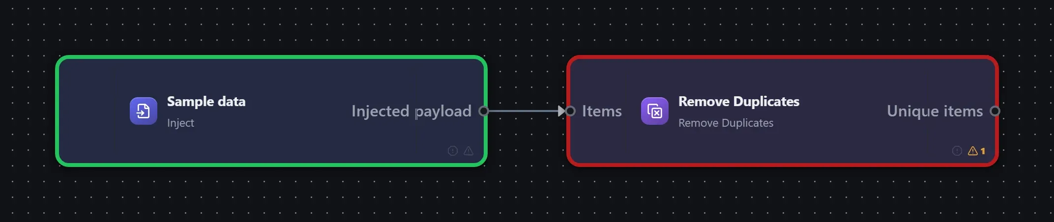 Remove Duplicates wired into a runnable workflow in the Studio builder
