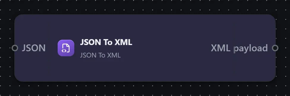 The JSON To XML step on the Studio canvas