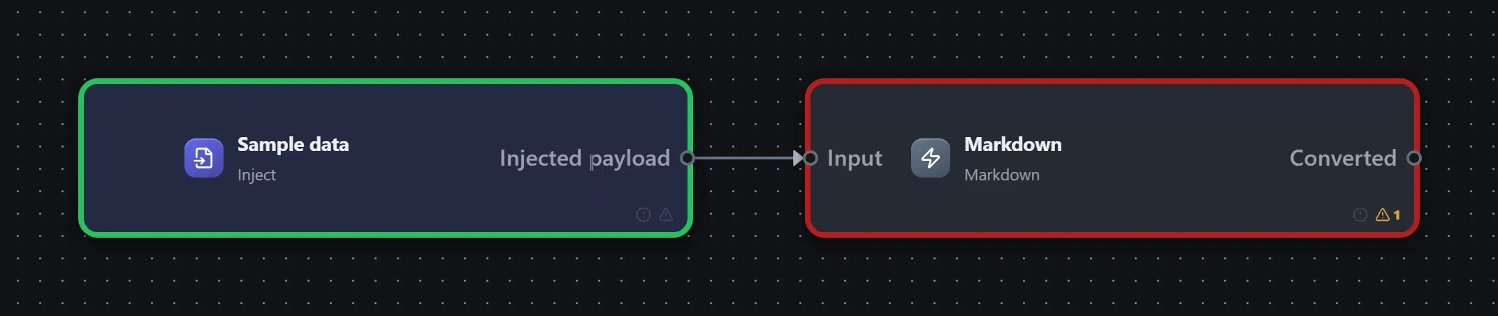 Markdown wired into a runnable workflow in the Studio builder