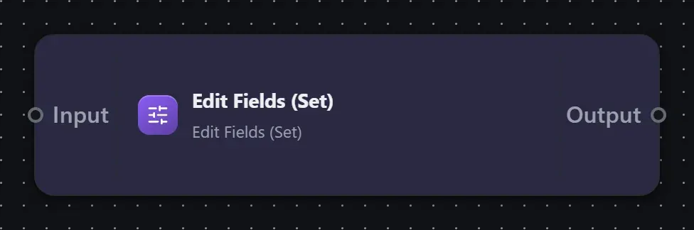 The Edit Fields (Set) step on the Studio canvas