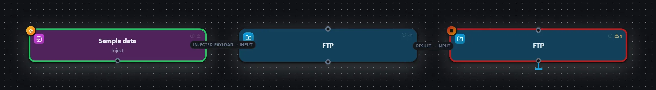 FTP wired into a runnable workflow in the Studio builder