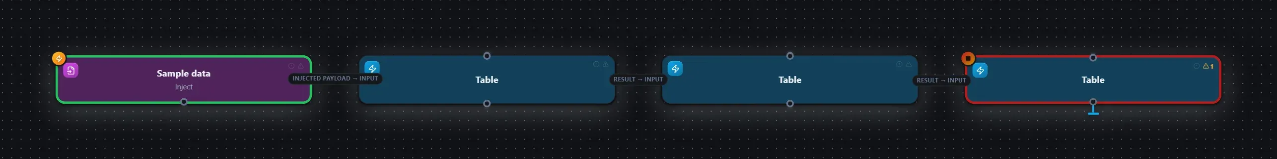 Table wired into a runnable workflow in the Studio builder