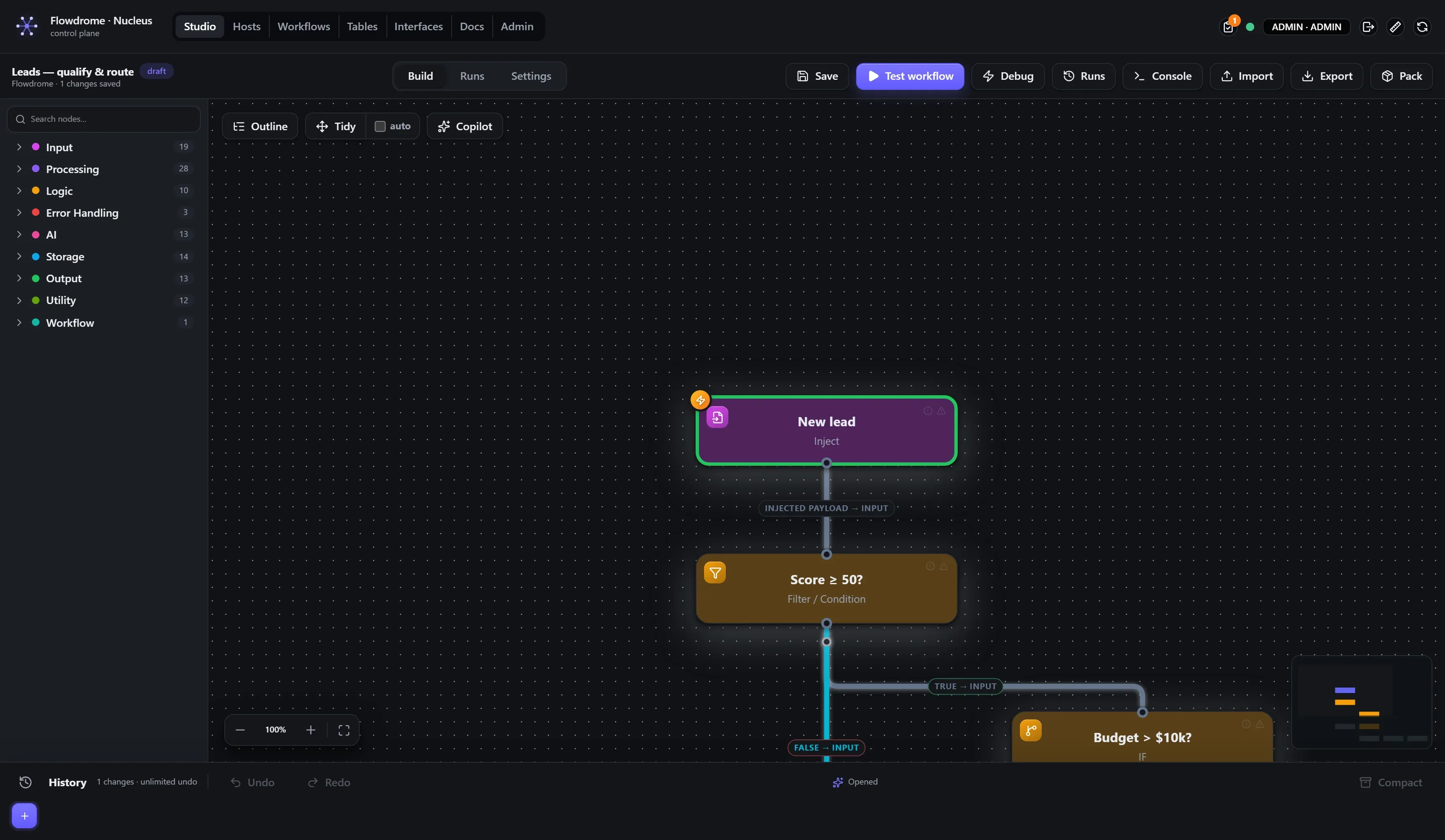 The Studio in the dark theme