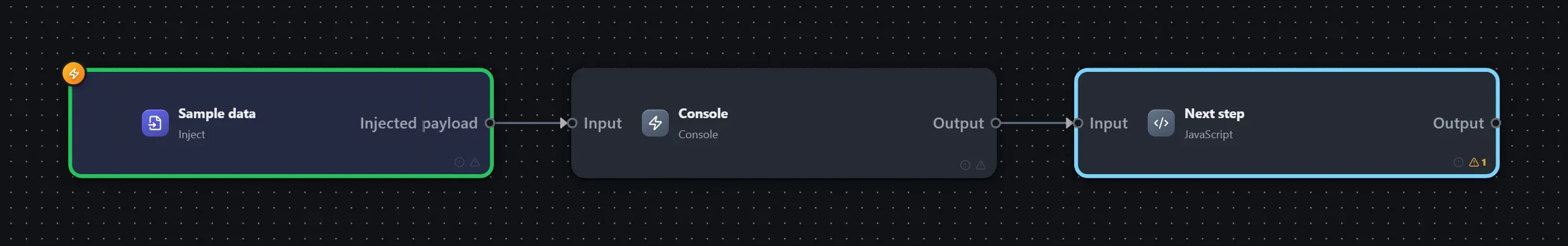 Console wired into a runnable workflow in the Studio builder