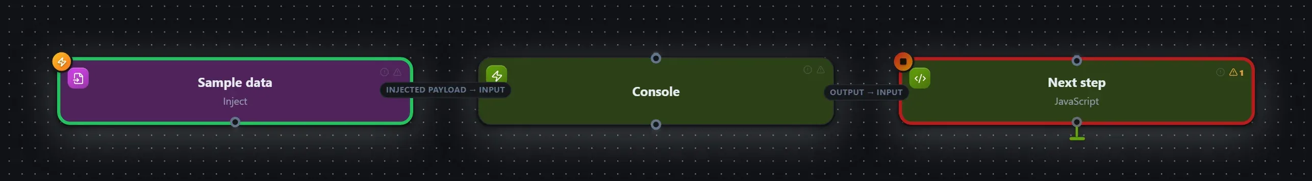 Console wired into a runnable workflow in the Studio builder