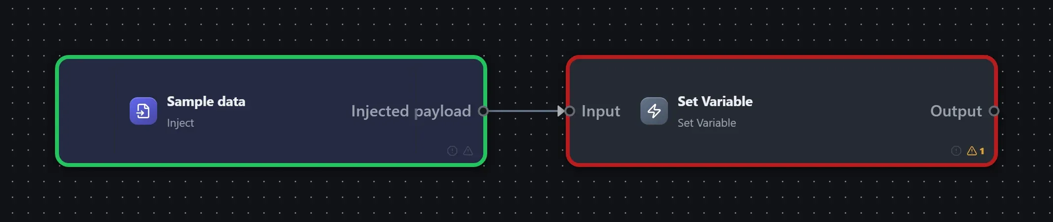 Set Variable wired into a runnable workflow in the Studio builder