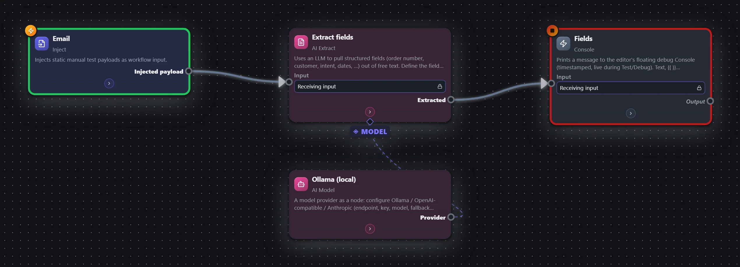 AI · 04 — Extract structured data — workflow graph
