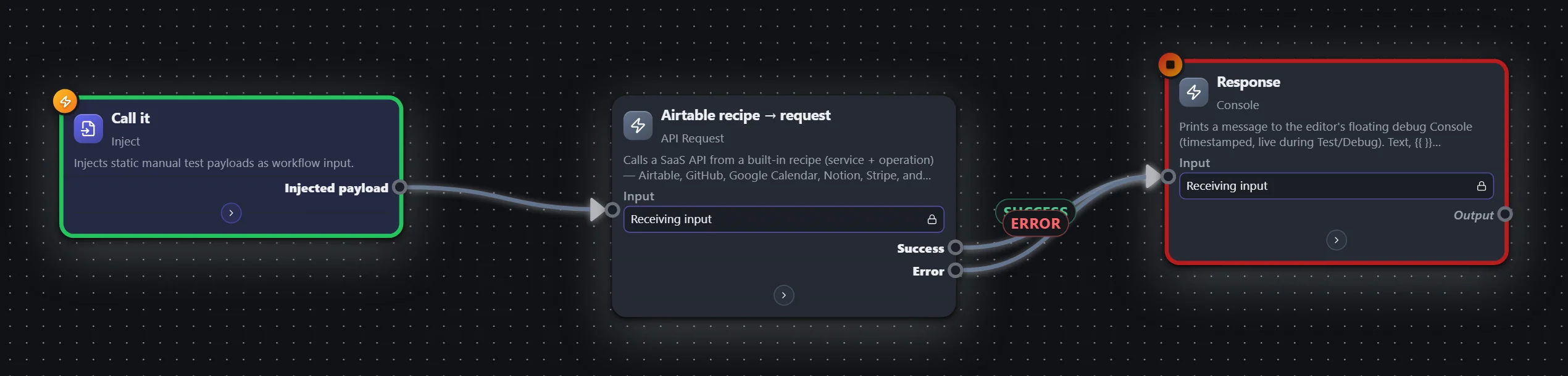 Any REST API — io.api recipe — workflow graph