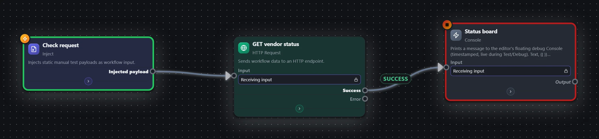 Service healthcheck — HTTP Request — workflow graph