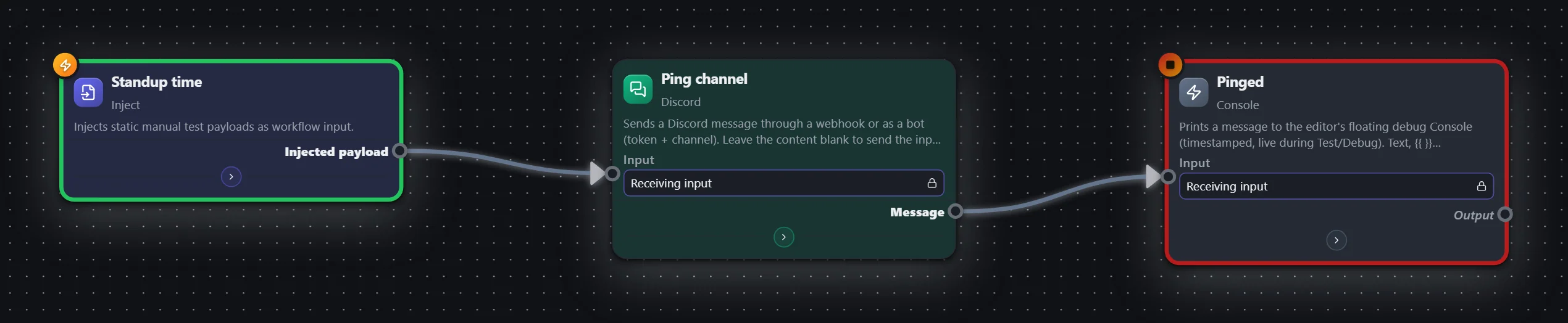 Standup ping — Discord — workflow graph